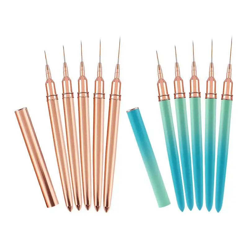 Nail Art Liner Brushes 5 Pcs Striping Nail Art Brushes Fine Liner Brush 5/8/13/20/25mm Detail Drawing Brush Painting Art Design Oasis Select