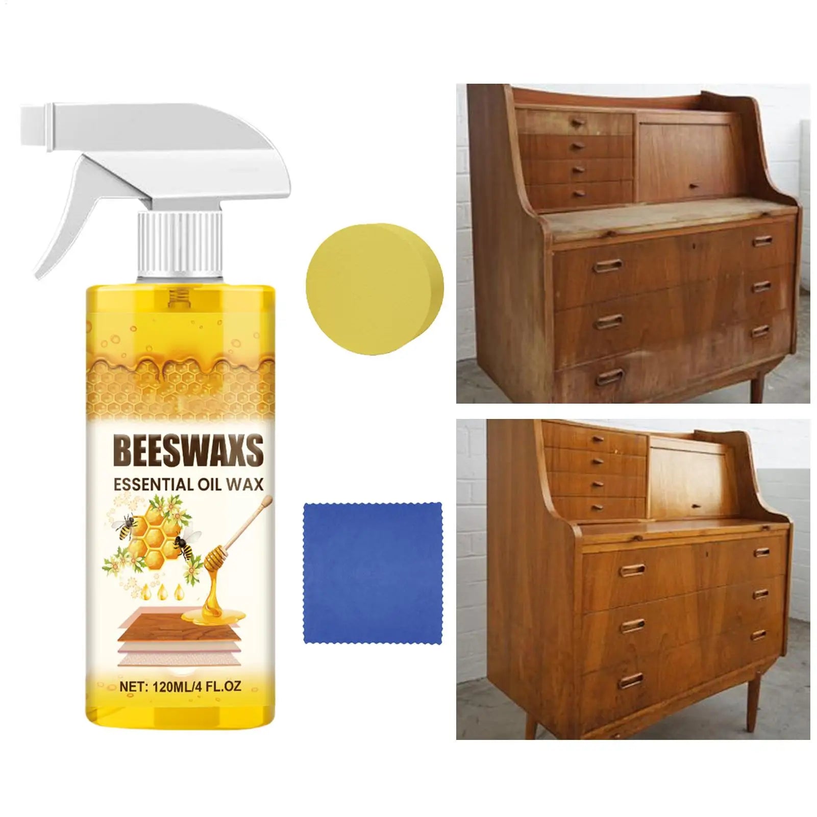 Beeswax Wood Polishing Spray 120ml Furniture Scratch Repair Floor Seasoning Wax Wood Care Shine Repair Beeswax Spray Furniture Oasis Select