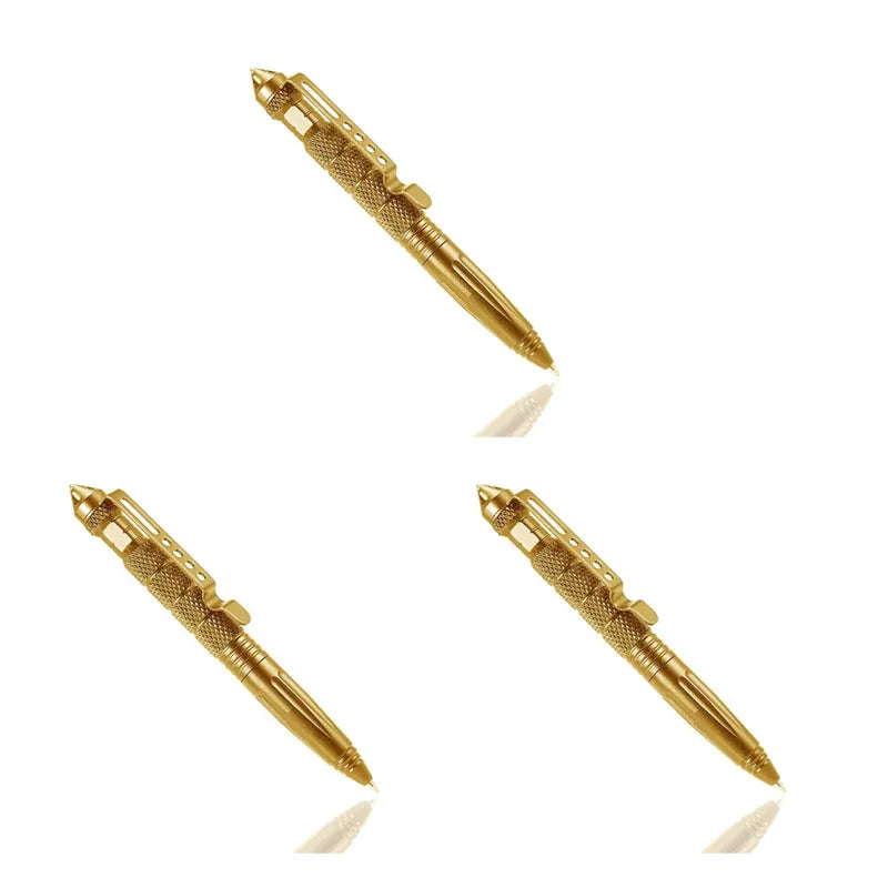 1/2/3/4pcs Multi Functional Tactical Pen High Quality Aluminum Anti Skid Portable Self Pen Steel Glass Breaker Survival Tool Oasis Select 3pcs Gold
