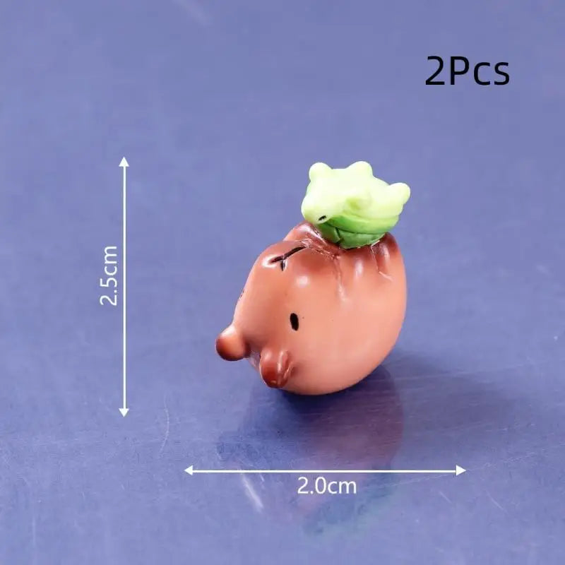 Charming Mini Capybara Resin Figurines (2Pcs), Animal Ornaments for DIY Fairy Garden, Moss Landscape Decor Oasis Select A3