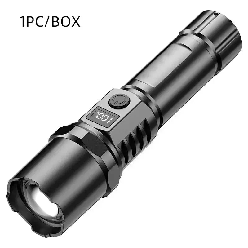 Most Powerful LED Flashlights Rechargeable Torch Lighting 3000M Tactical Lantern Ultra Powerful Flashlight With USB Charging Oasis Select Set B 2PCS black|ZOOM|Built in battery