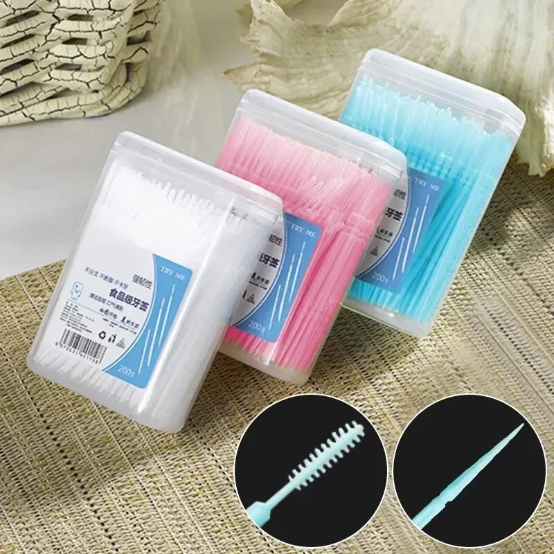 Toothpick Disposable Family Box Packed Portable Ultra Fine Pick Double Head High End Personality Creative Fruit Stick 200 Pieces Oasis Select