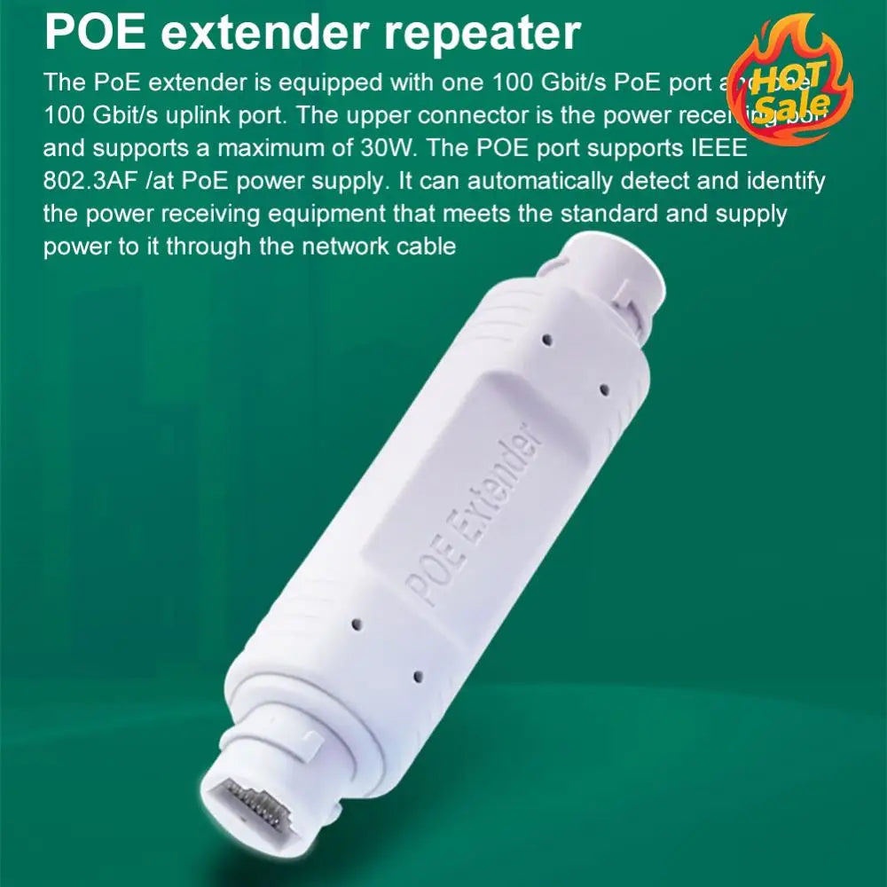 48V POE Extender/Repeater Comply with IEEE 802.3af/ 802.3at Waterproof Plug and Play 10/100Mbps for PoE Switch NVR IP Camera Oasis Select