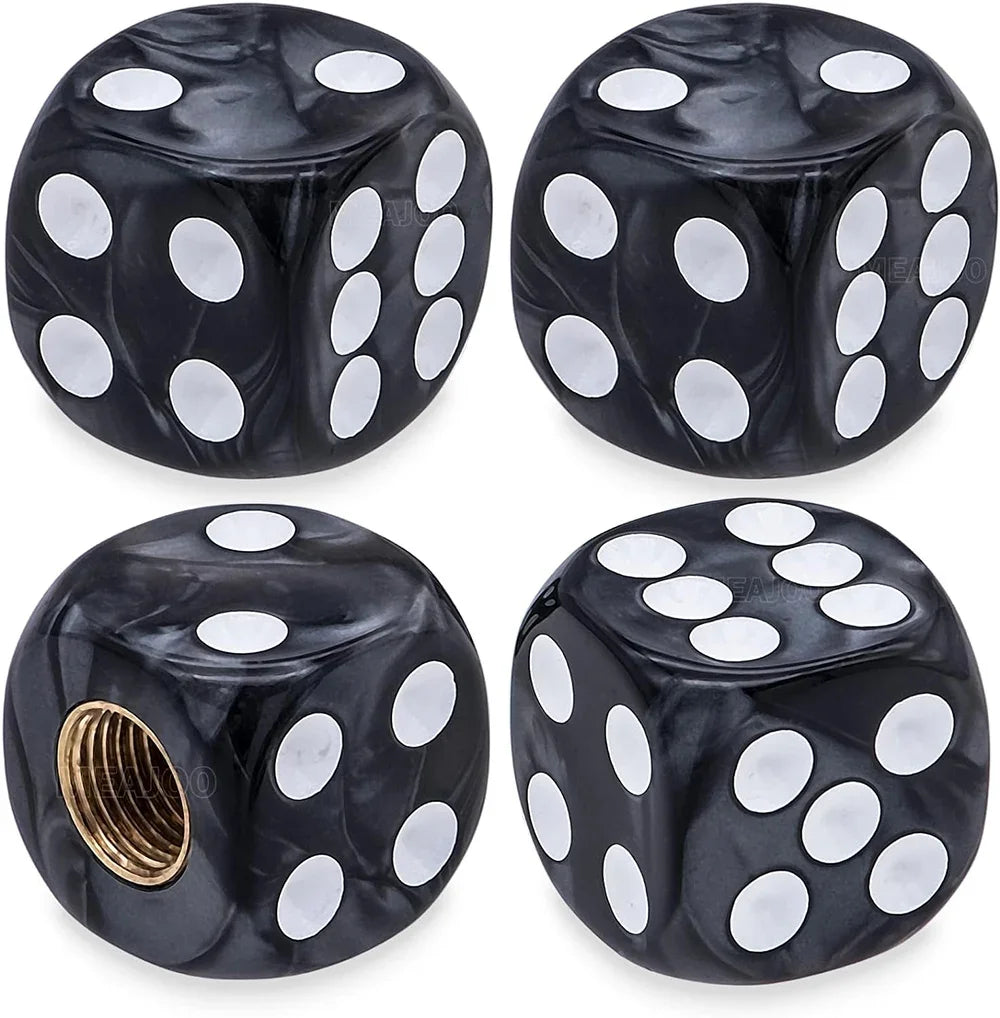 4PCS Pearl Pattern Dice Tire Valve Stem Caps Universal Tire Valve Stem Covers for Cars, SUV, Trucks, Bikes, Motorcycles Bicycles Oasis Select Black