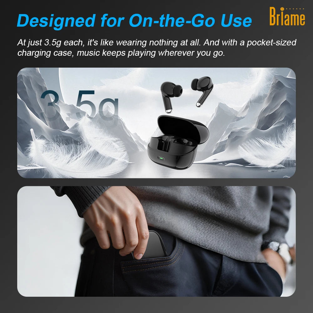 Briame Flip-Style Bluetooth Earphones Wireless Headphones with Microphone for Sports Running Earbuds with Mic In-Ear Headset Oasis Select