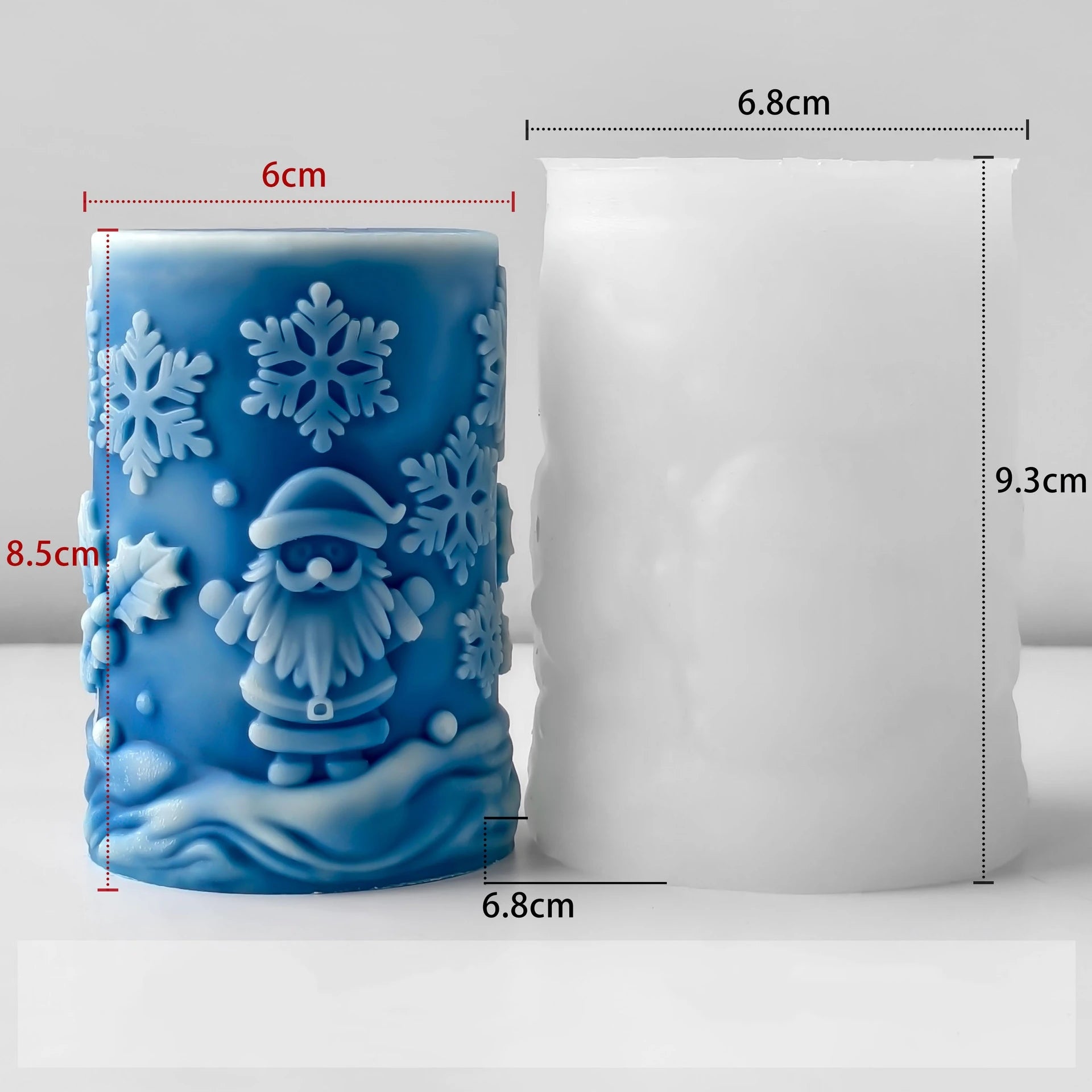 3D Relief Cylinder Christmas Snowflake Elk Silicone Candle Mold Christmas Tree Santa Aroma Plaster Mold Candle Making Supplies Oasis Select J-5324