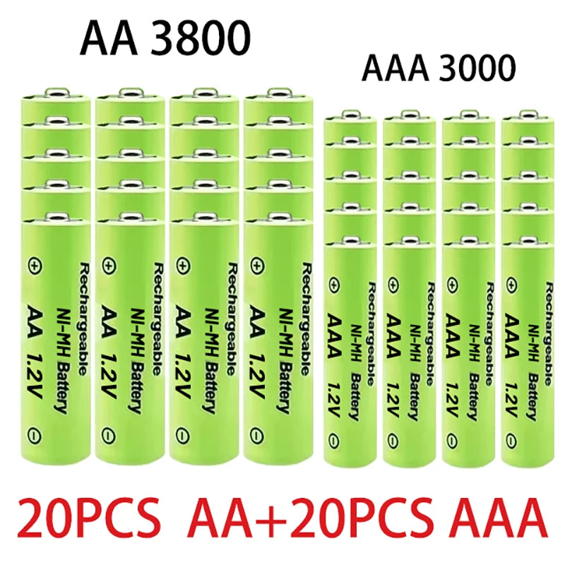 1.2V AA + AAA NI MH Rechargeable AA Battery AAA Alkaline 3000-3800mah For Torch Toys Clock MP3 Player Replace Ni-Mh Battery Oasis Select 20AA20AAA