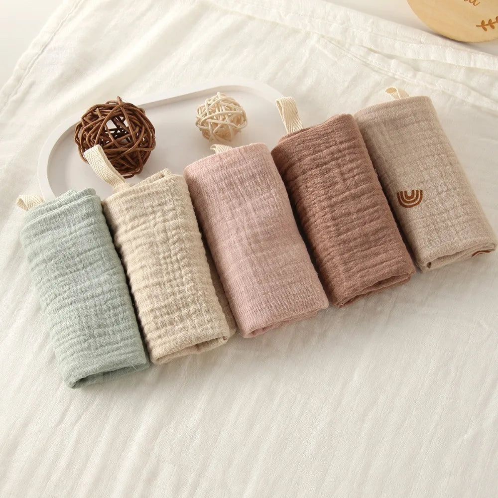 New 4-Layer Pure Cotton Baby Cotton Washcloth Soft Absorbent Square Towels Baby Towels Gauze Cotton Newborn Burp Cloth Oasis Select 3
