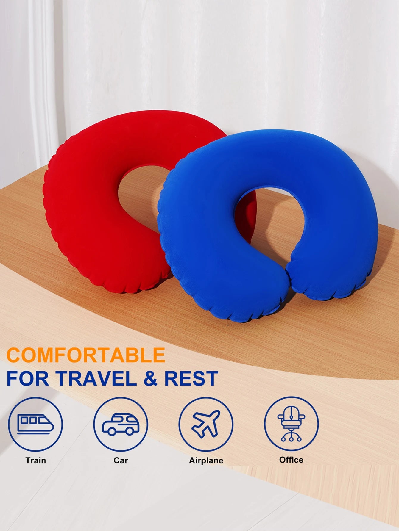 2Pcs/Pack inflatable U-shaped pillow, portable folding neck pillow for travel, suitable for travel Oasis Select