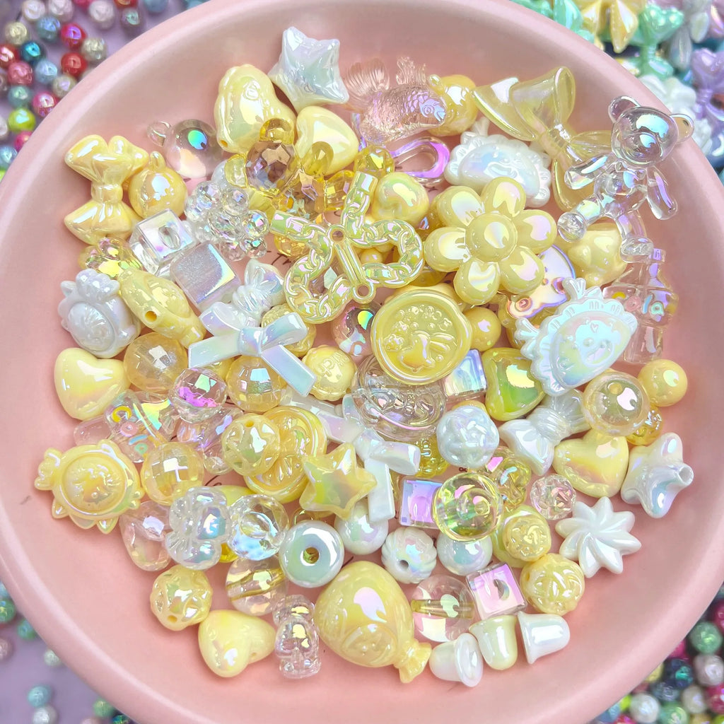 20g Y2K Acrylic Assorted Beads Flower Sweetheart Butterfly Candy Kawaii Aesthetic Beads for Bracelets DIY Jewelry Making Supply Oasis Select Yellow
