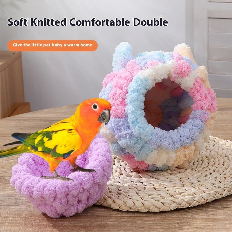 Parrot Round Thickened Cotton Bird Nest - Tiger Skin Peony Print, Winter Warmth for Small Pets, Cozy Hibernation Nest Oasis Select