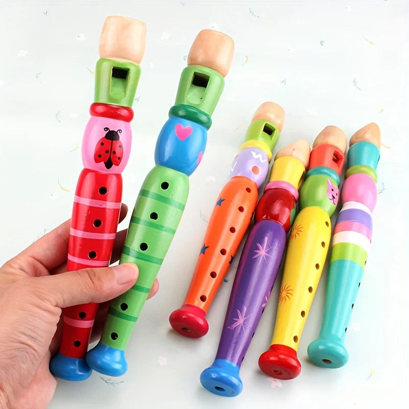 Wooden cartoon flute suitable for beginners -6-hole harmonica, perfect Christmas gift for music enthusiasts, modern style Oasis Select