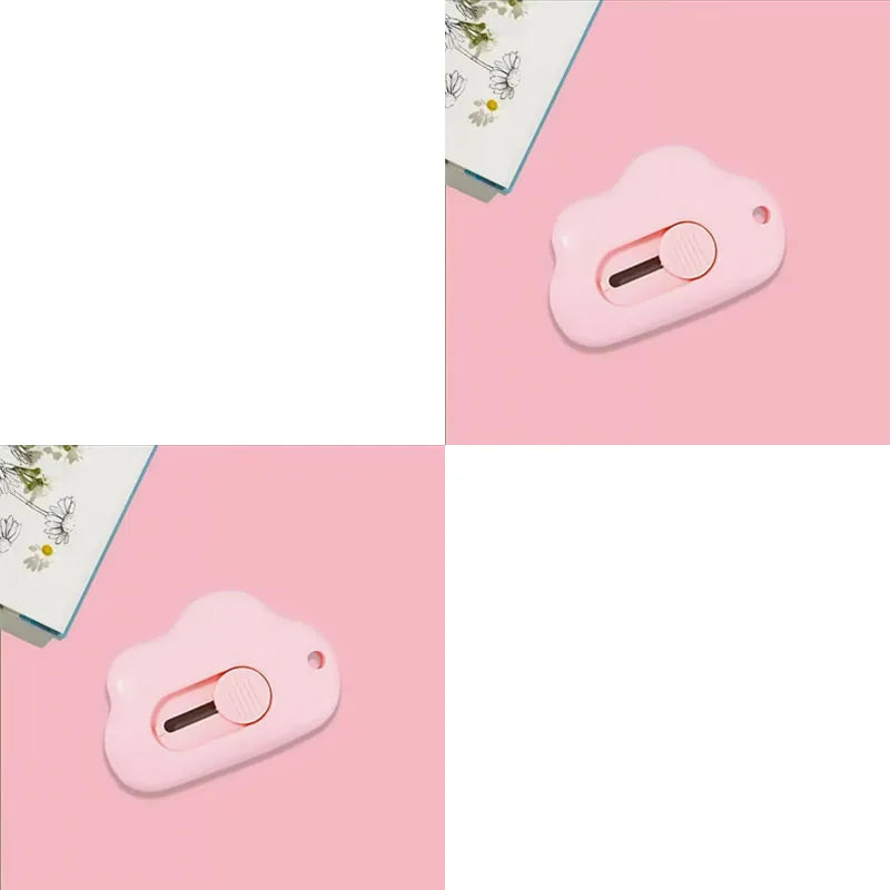 1/2/3/4pcs Kawaii Clouds Mini Portable Ulity Knife Box Cutter Opener Pocket Stretch Paper Cutters School Office Supplies Gift Oasis Select 2pcs pink
