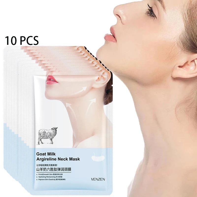 BIOAOUA Goat Milk Collagen Neck Mask 10-Pack Anti-Wrinkle Neck Sheet Mask Oasis Select