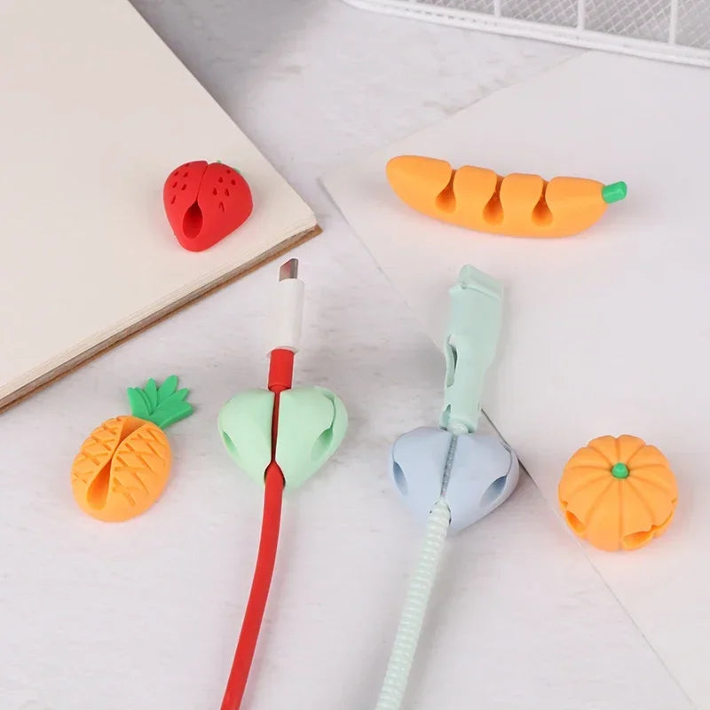 2/4Pcs Cute Love Pineapple Cable Winder Cable Organizer Adhesive Cord Holder Multipurpose Wire Management Clips For Desk Wall Oasis Select