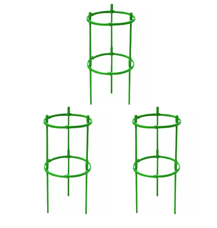 Garden Tomato Cage Plant Support Trellis For Potted Plants, Adjustable ABS Stake For Climbing Vines, Green Oasis Select 3pcs