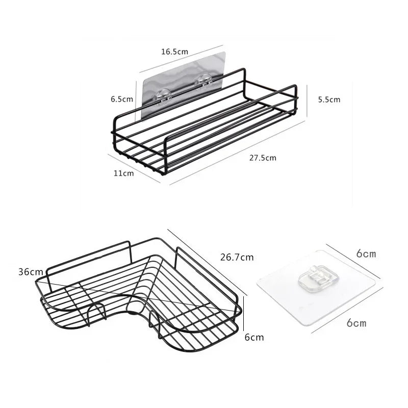 1/2PCS Bathroom Metal Shelf No-Drill Metal Corner Shelf Shower Storage Shelf Bracket Bathroom Accessory Organizer Shampoo Shelf Oasis Select