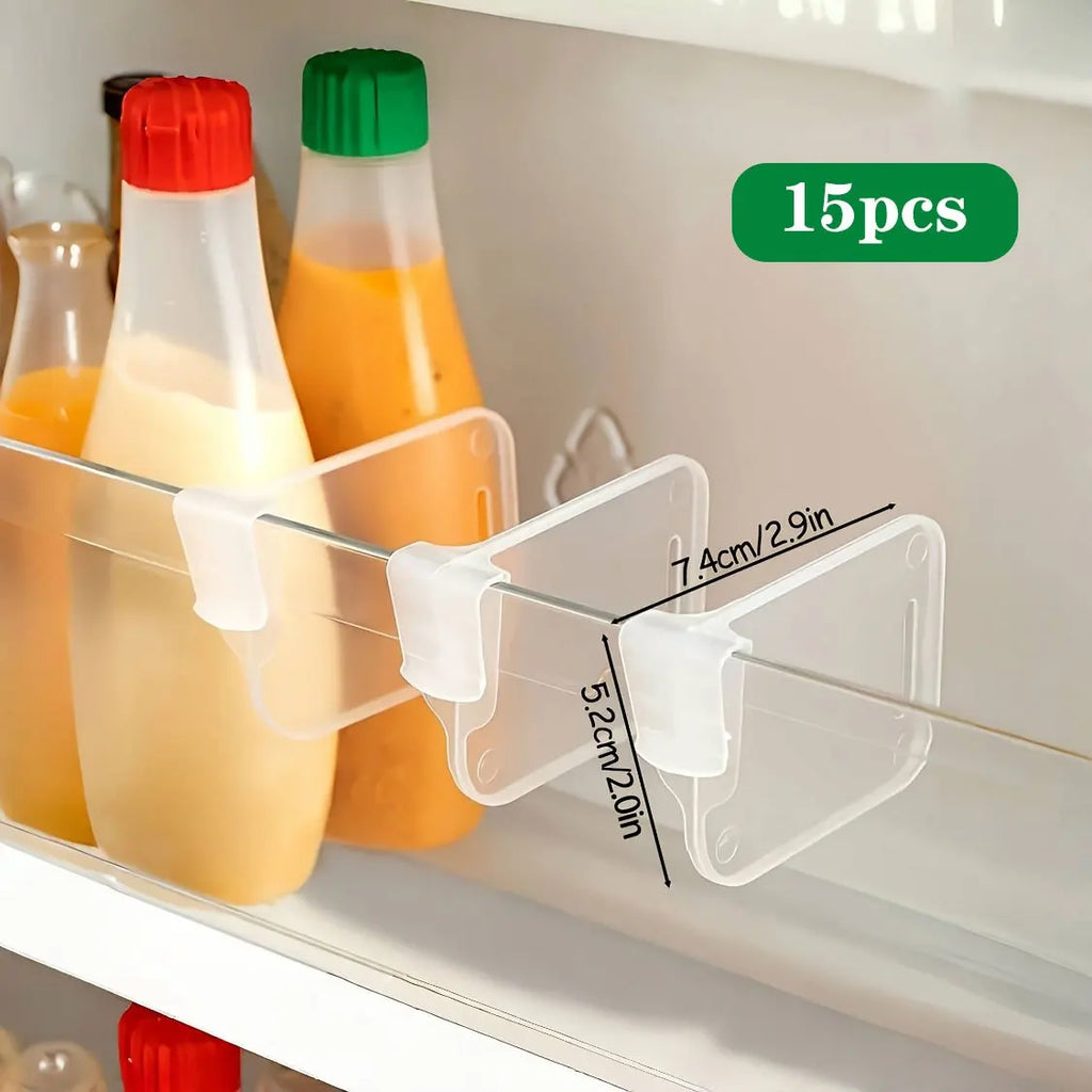 5 10 15 20PCS Sturdy Clear Refrigerator Organizer Dividers Adjustable Fridge Storage Kitchen Cabinets Space Saving Compartments Oasis Select 15pcs