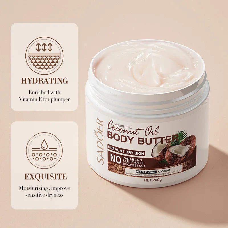 Coconut Moisturizing Body Butter, Hydrating Long-lasting Fragrance Cream, Nourishing Body Cream 200g/bottle Oasis Select
