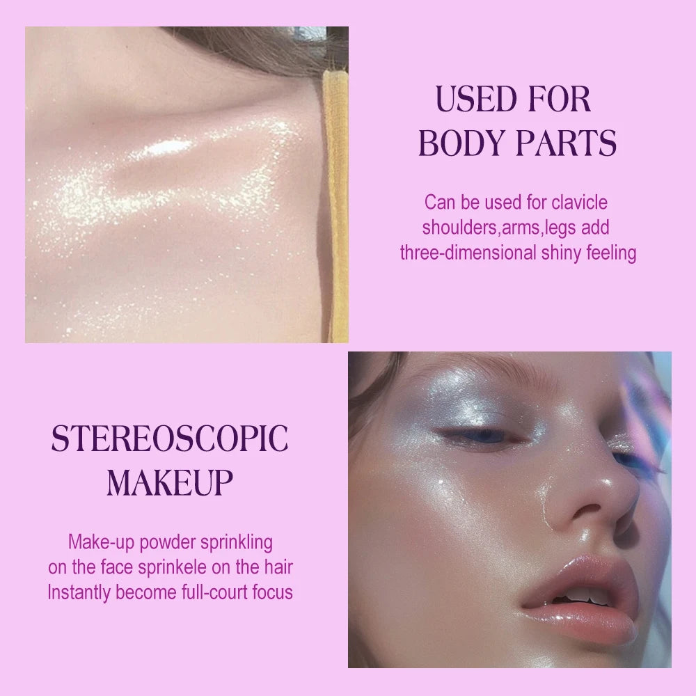 Shimmer Highlighter Loose Powder 9g with Puff Brush | Glow