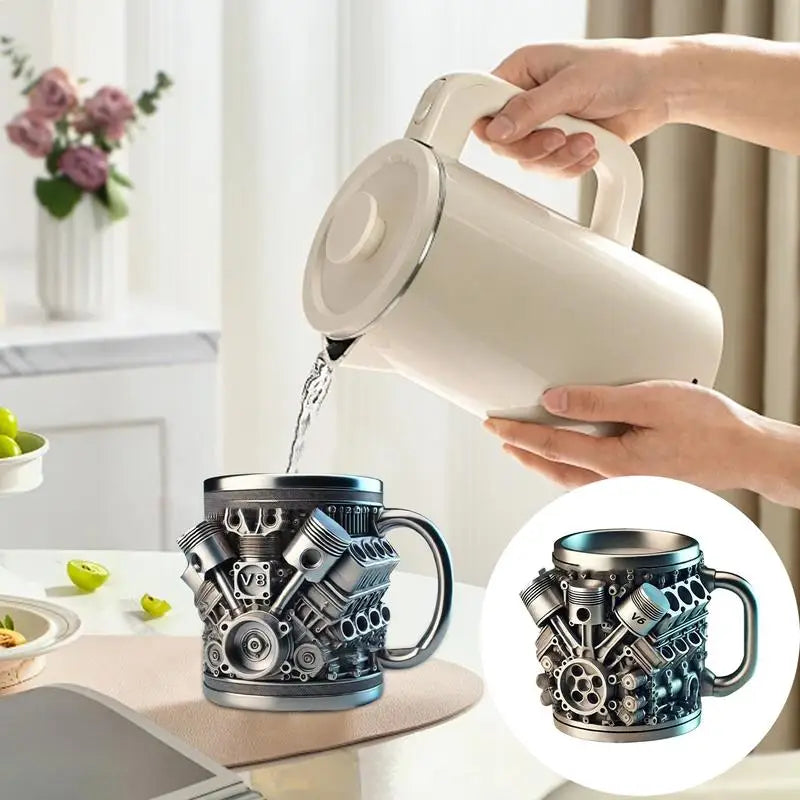Drinking Cup Coffee Mug Reusable Car Engines Tea Mug Funny Stein Drinkware Portable Home Aesthetic Decoration for Kitchen Living Oasis Select