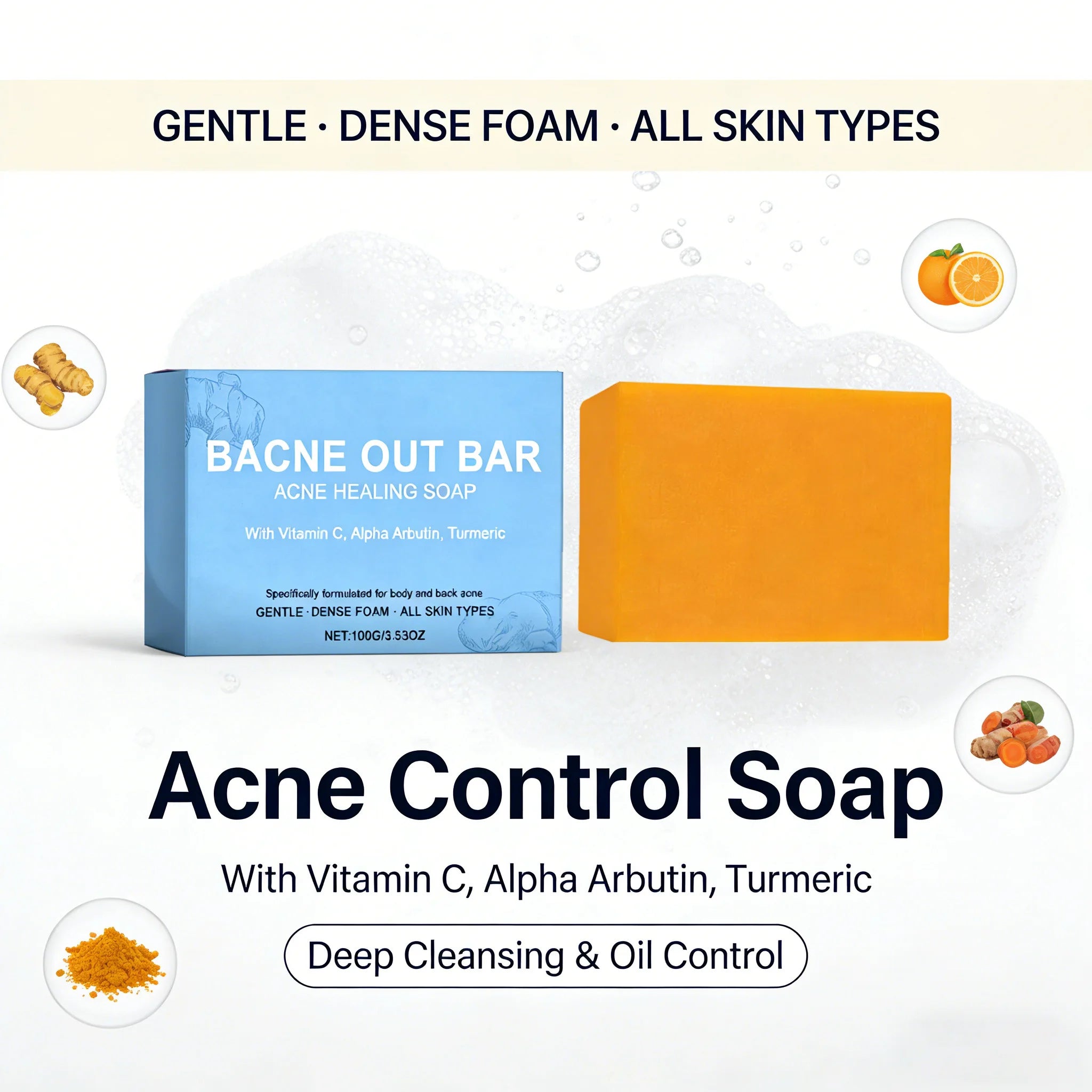 Body Cleansing Soap Gentle Anti Acne Exfoliating Facial & Body Cleanser Brightening Oil Control Soothing Skin Care Shower Soap Oasis Select