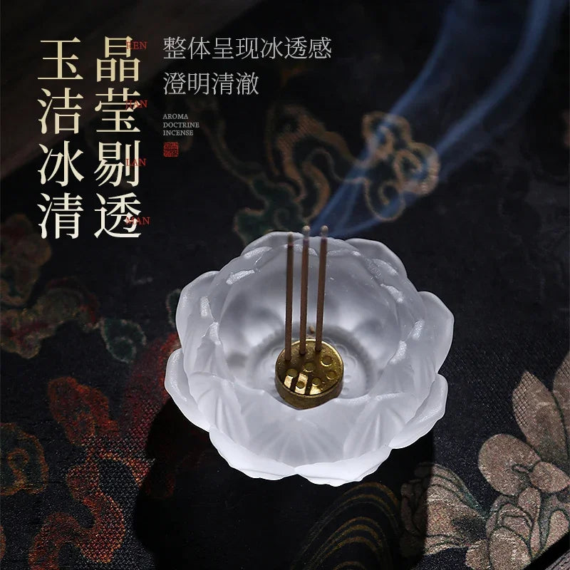 Household Glass Incense Burner for Indoor Lotus Thread Incense Pedestal Decoration Aromatherapy Stove Incense Tray Oasis Select