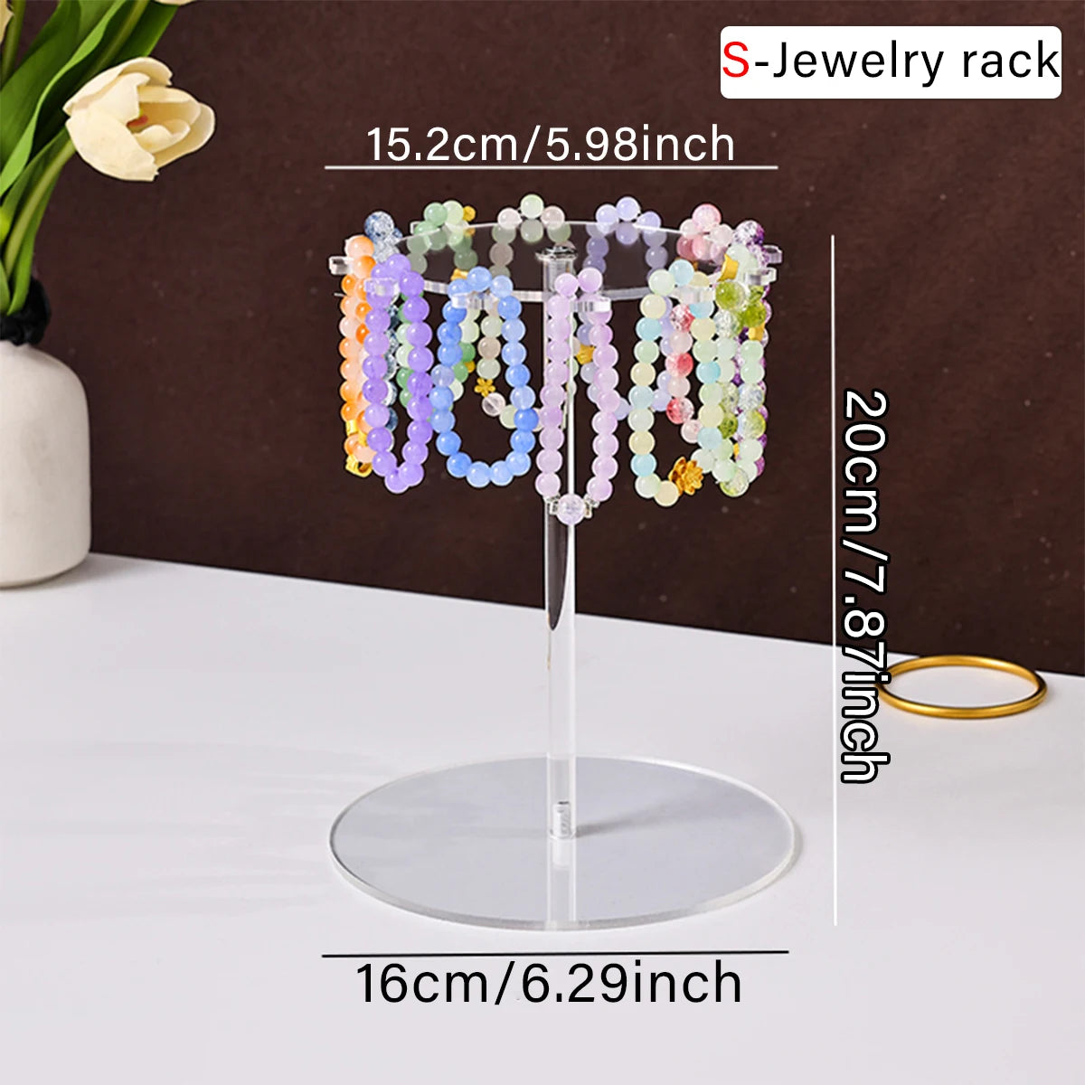 1pc acrylic transparent display stand for jewelry, suitable for dressing table tabletop bracelet anklet necklace storage rack Oasis Select S-Transparent