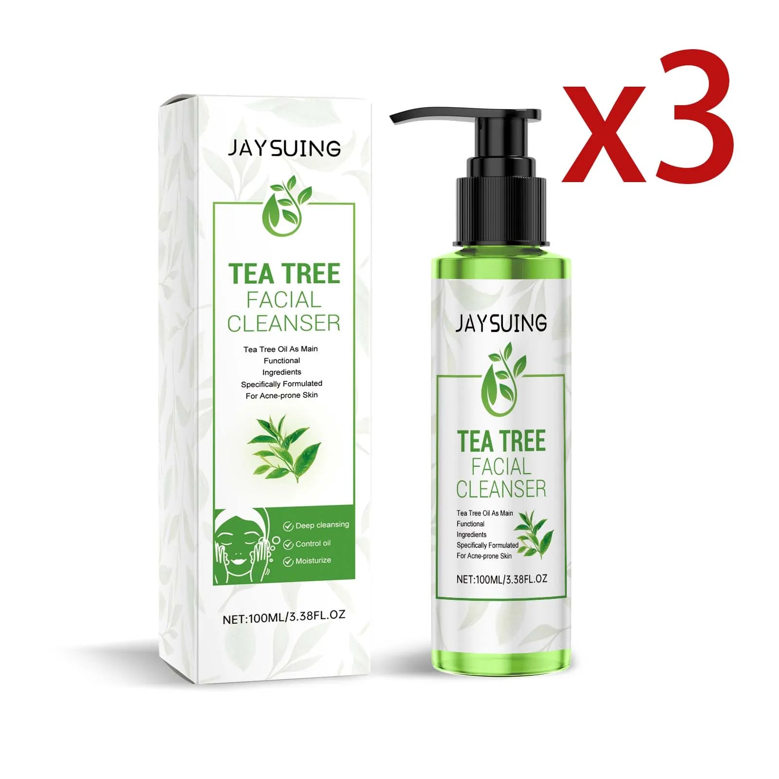 Jaysuing Tea Tree Cleansing Gel – Anti-Blackhead Face Wash Tea Tree Face Wash Oasis Select 3x100ml 100ml