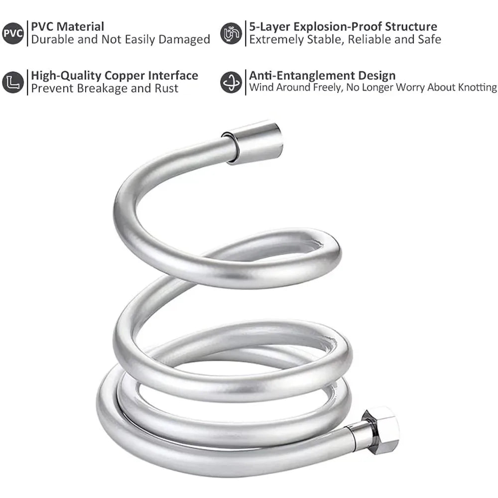 1.5/2/3M PVC Handheld Shower Head Hose Universal Flexible Anti Winding Explosion-proof Water Tube Bathroom Faucet Extension Pipe Oasis Select