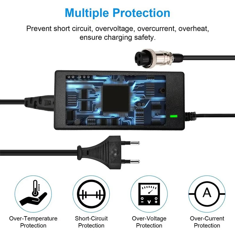 60V 67.2V 2A Lithium Battery Charger With 12mm-3pin GX16 Connector For ZERO 10X,Kaabo Mantis 10,VSETT 10+ Battery Power Adapters Oasis Select