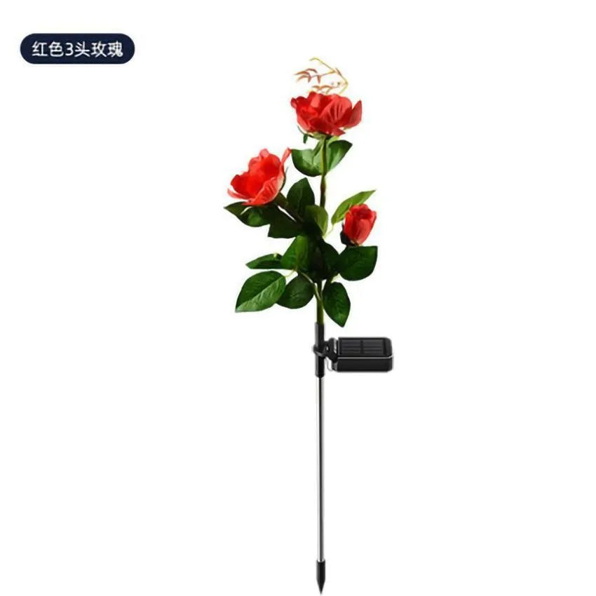 New Waterproof Solar Outdoor Landscape Lights Garden Lights Solar Garden Rose Lights Oasis Select 3 Head Red rose