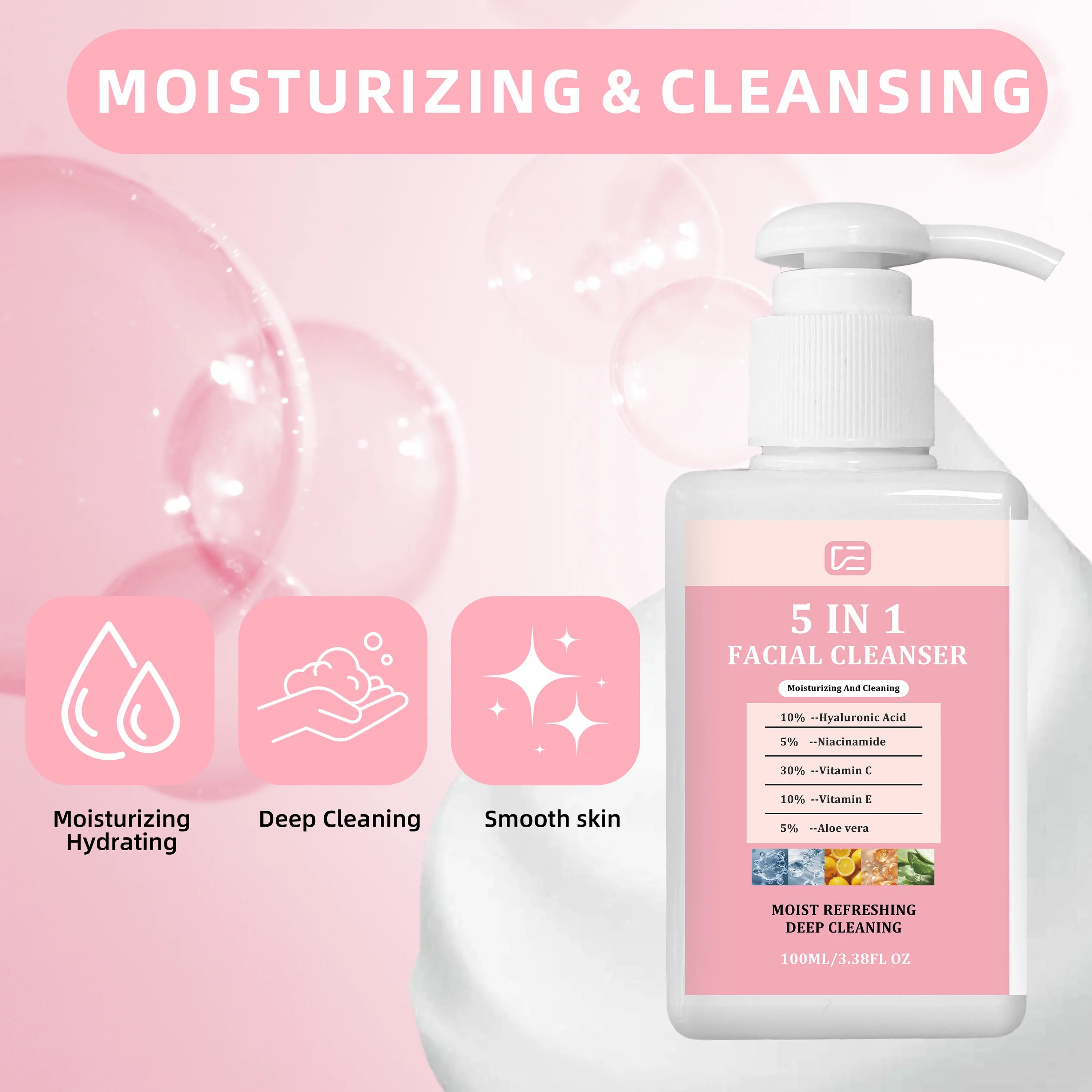 veérenae 5-in-1 Facial Cleanser – Face, Lip & Eye Makeup Remover