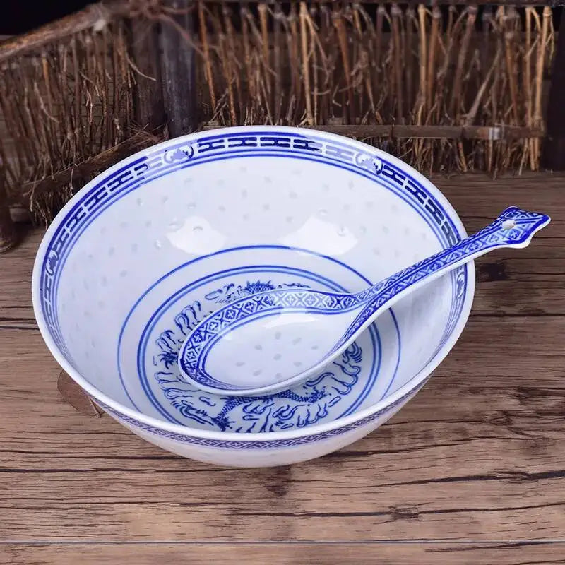 Ceramic Rice Spoon Blue And White Porcelain, Large Size Rice Noodles Spoon Kitchen Tablewear Oasis Select