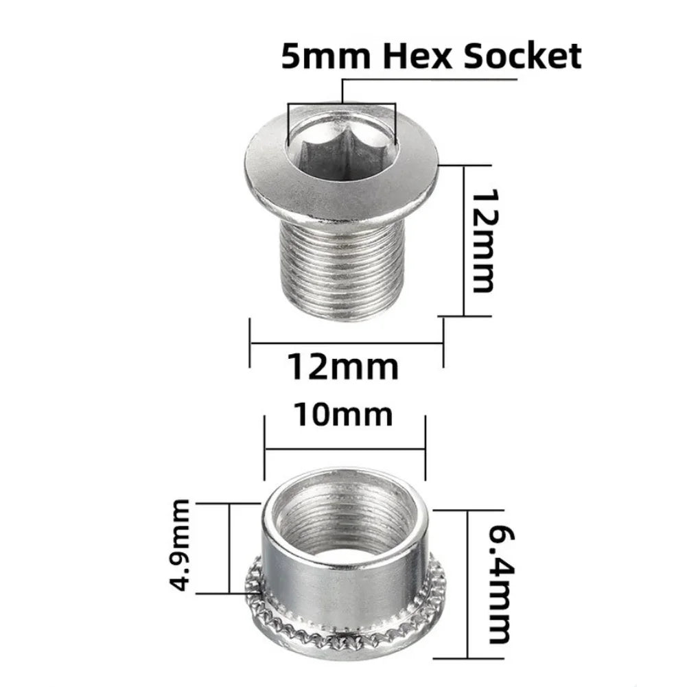 Silver 4Pcs Steel Chainring Bolts CNC Machined Crankset Screws For Single Speed Bicycle Chain-Ring Repair Replacement Parts Oasis Select