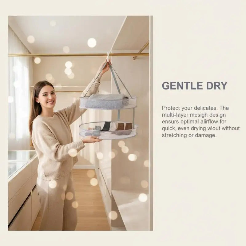 1/2 Layer Home Foldable Mesh Clothes Basket Clothes Net Sweater Anti Deformation Flat Clothes Basket Socks Underwear Tool Oasis Select