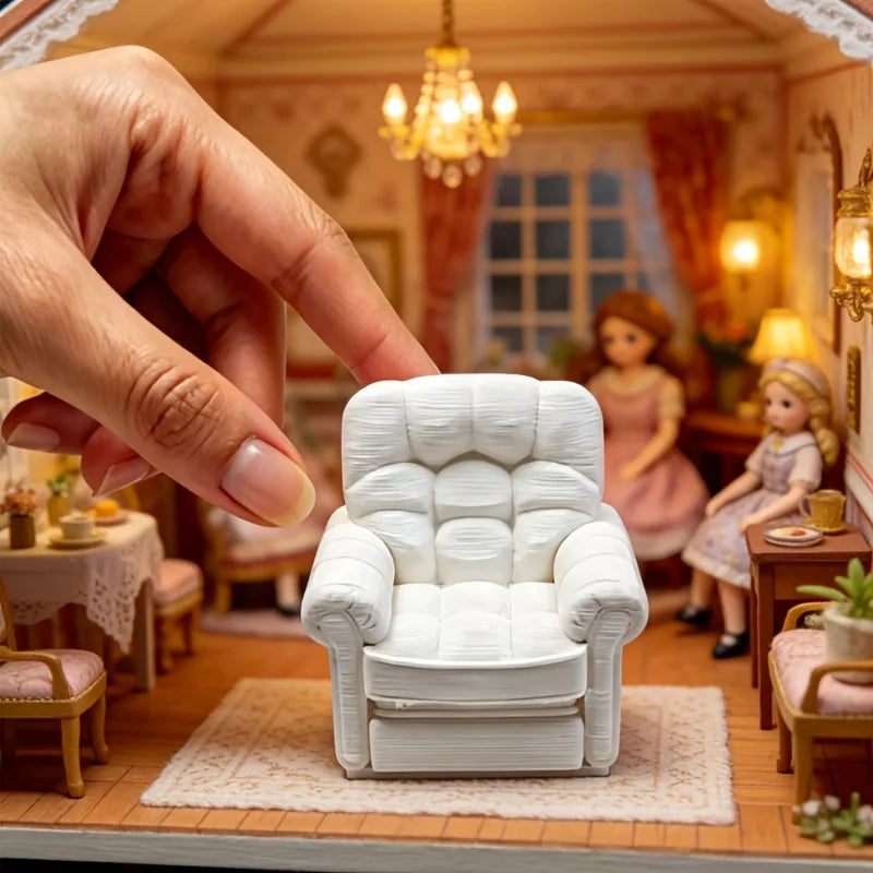 1:12 Retro Miniature Recliner Chair 3D Printing Diy Dollhouse Sofa Mini Dollhouse Living Room Furnitures Decor Accessories Gifts Oasis Select