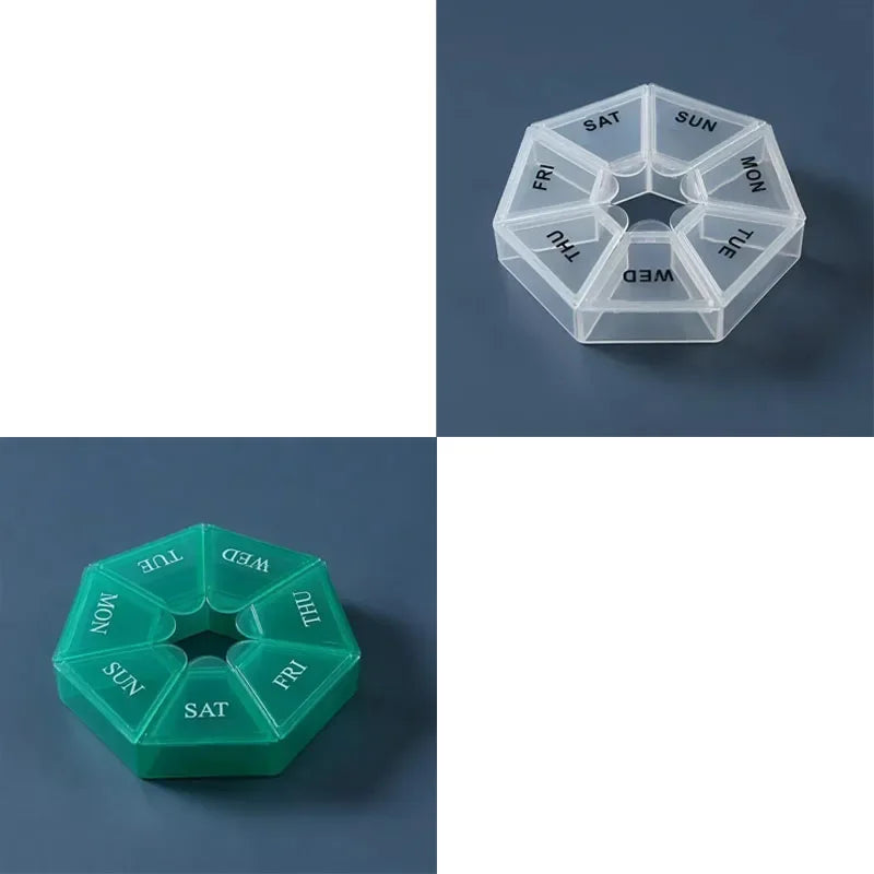 1/2/3pcs Portable Mini Seven Days Small Pill Box One Week Seven Days A Week Pill Organizers Multifunctional Medicine Case Oasis Select 2pcs-MIX 1