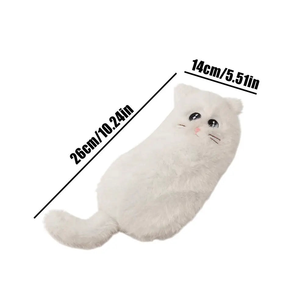 Pencil Case 1PC Cute Plush Cat Pencil Case Small Animal Design Fashion Pen Pouch School Supplies Stationery Box Gift For Kids Oasis Select White