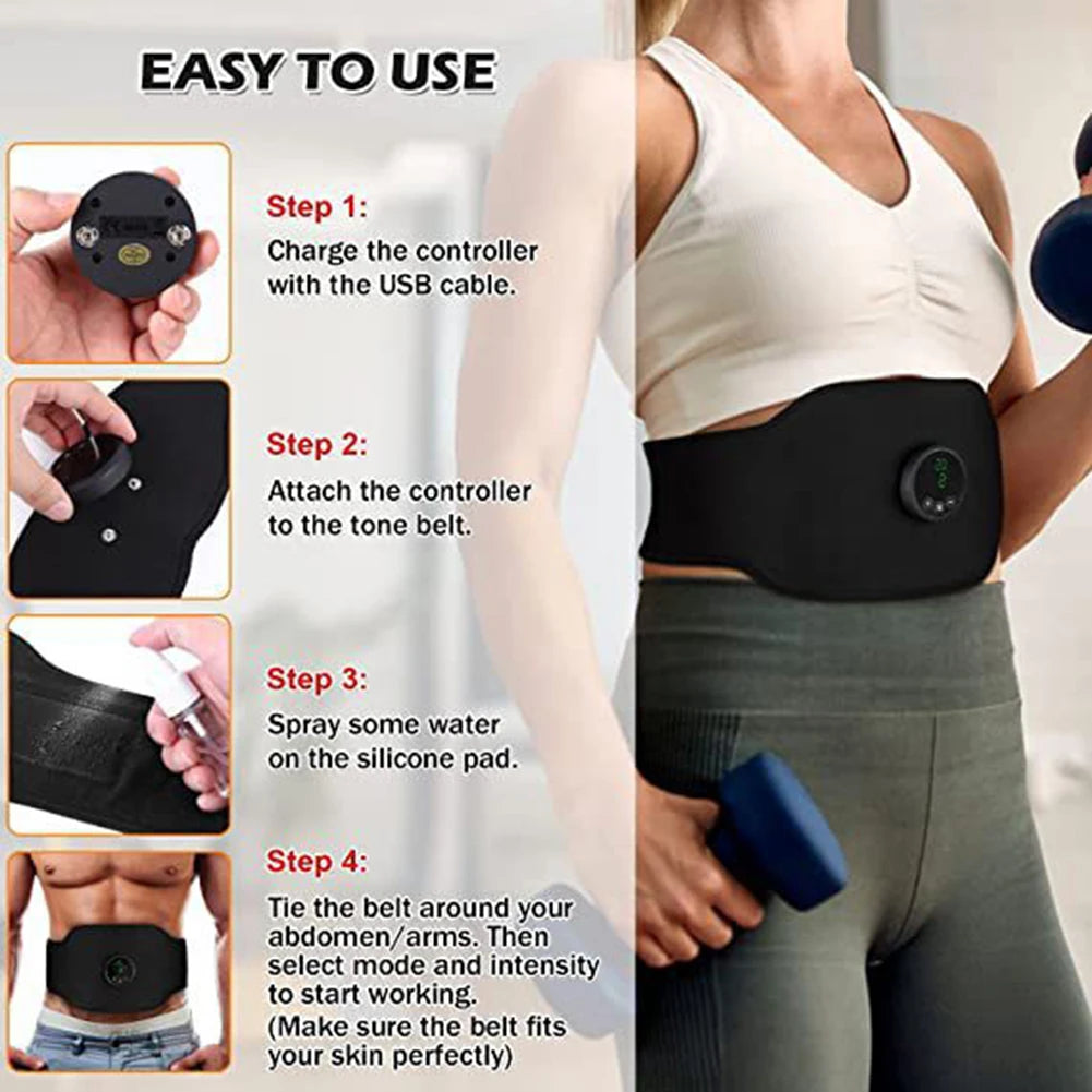 EMS AB Belt Muscle Stimulator – 19 Levels, 12 Modes | 3-Pack