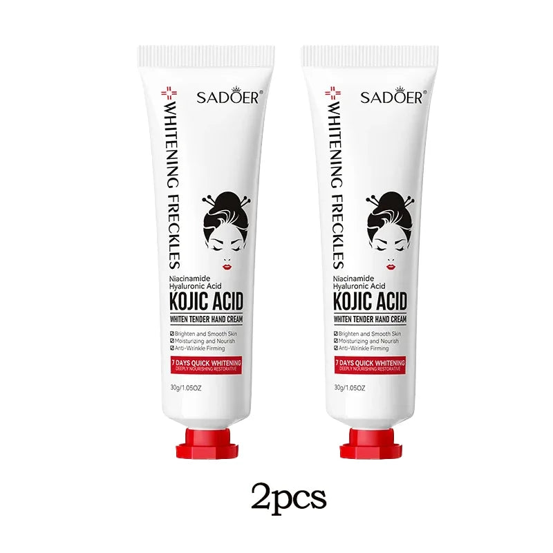 SADOER Kojic Acid Hand Cream Brightening Repair Dry Rough Skin Moisturizing Nourishing Smoothing Hydrating Daily Hand Care 30g Oasis Select 2pcs