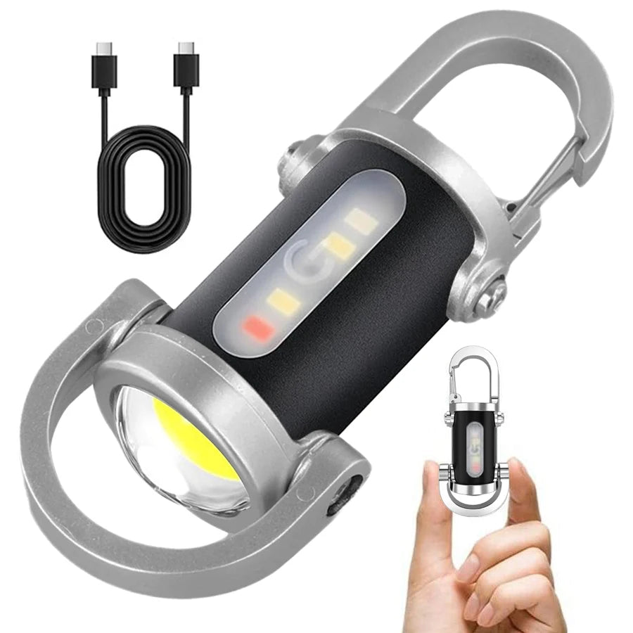 Mini COB LED Keychain Flashlight | USB-C Rechargeable, 6 Modes