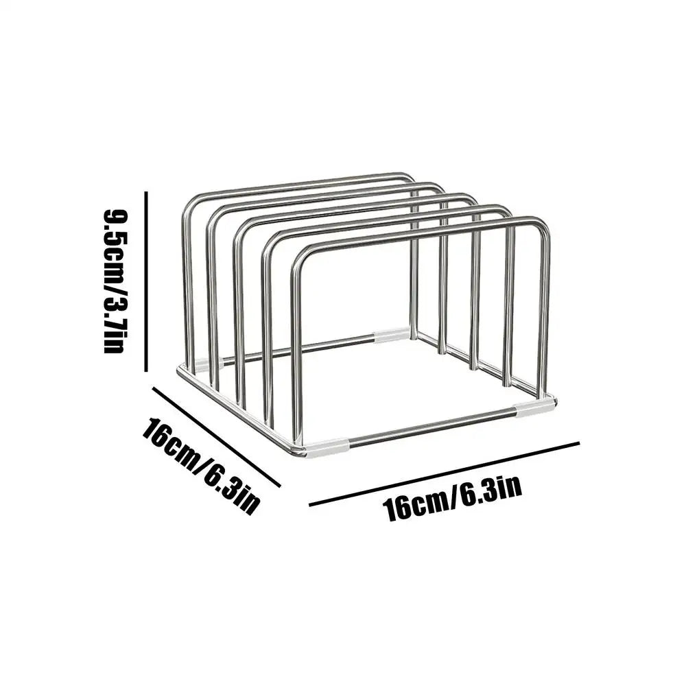 Cutting Board Holder Stand Rustproof Slim Organizer Cutting Board Organizer for Offices Books Files Cookware Pans Home Indoor Oasis Select Silver