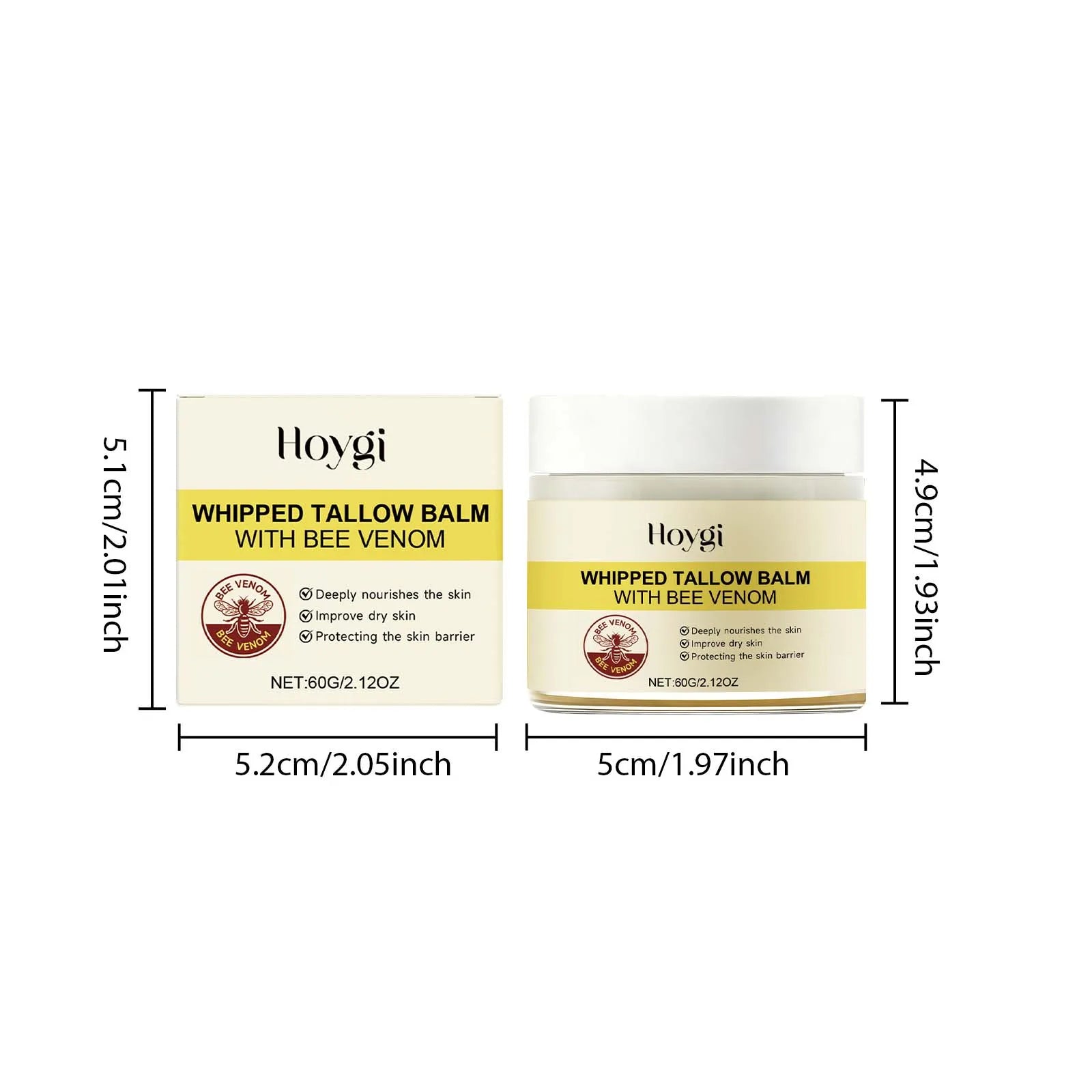 Hoygi Whipped Tallow & Bee Venom Face Cream – Firming Moisturizer Face Moisturizer Cream Oasis Select 60g Boxed