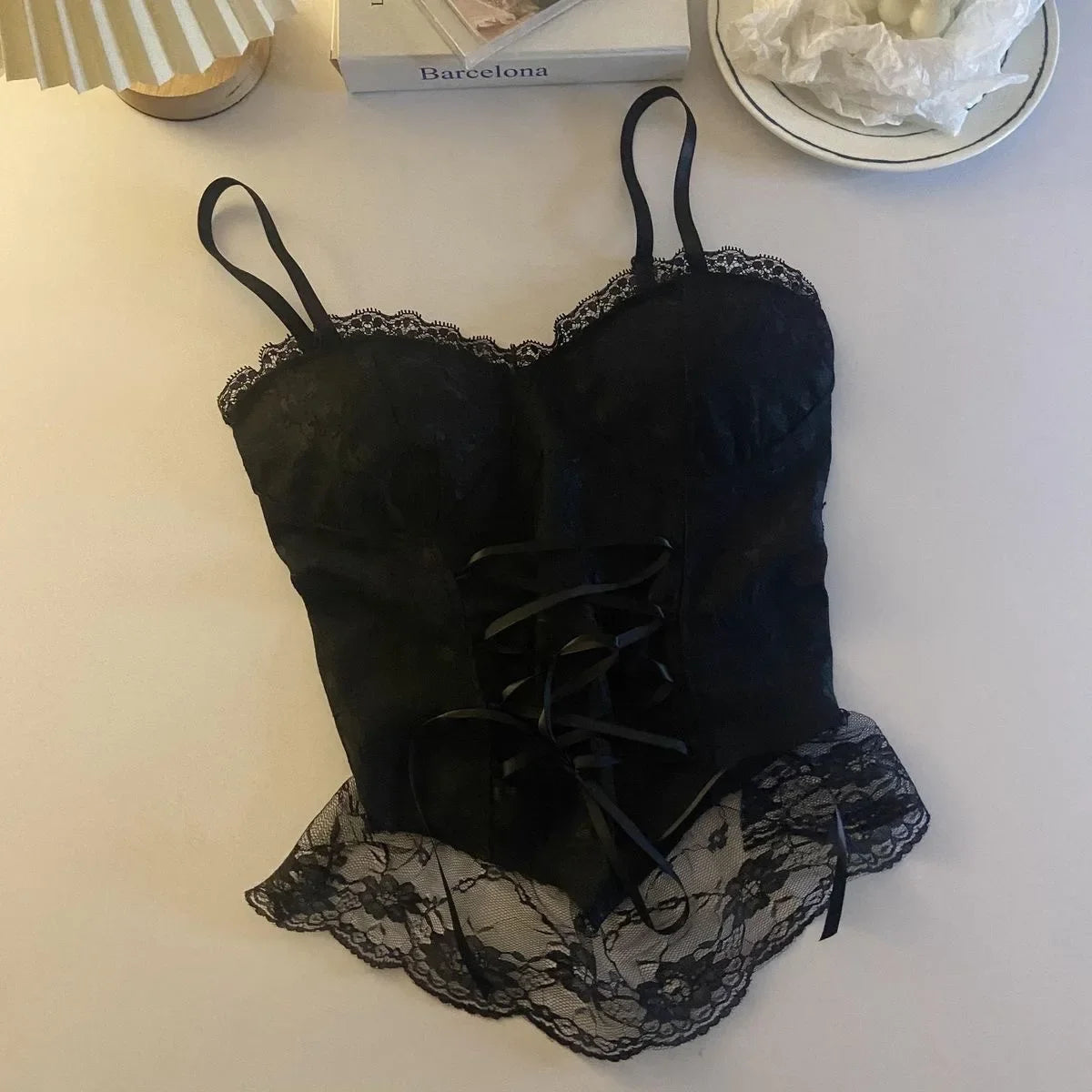 Clothes Blouses Sexy Crop Tops Women Corset Lace Bandage T-shirt Camisole Woman Sling Tank Top Fashion Sleeveless Waistcoat Oasis Select black One Size
