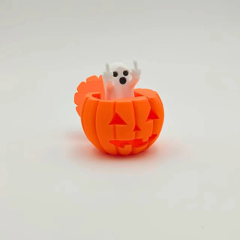 Creative Pumpkin Ghost Night Desktop Ornament Funny 3D Printing Pumpkin Ghost Decorative For Festival Halloween Party Oasis Select Orange