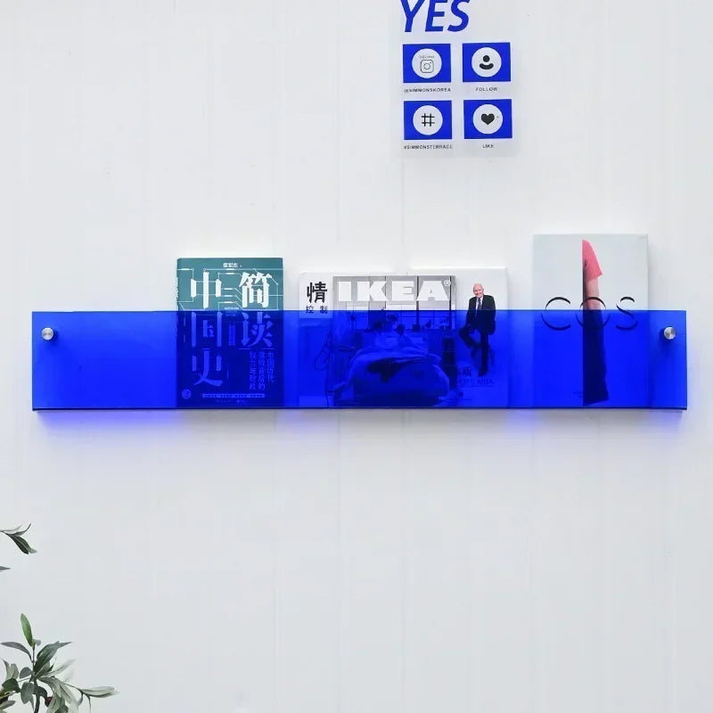 Acrylic Wall Mounted Bookshelf – Transparent Book & Magazine Rack