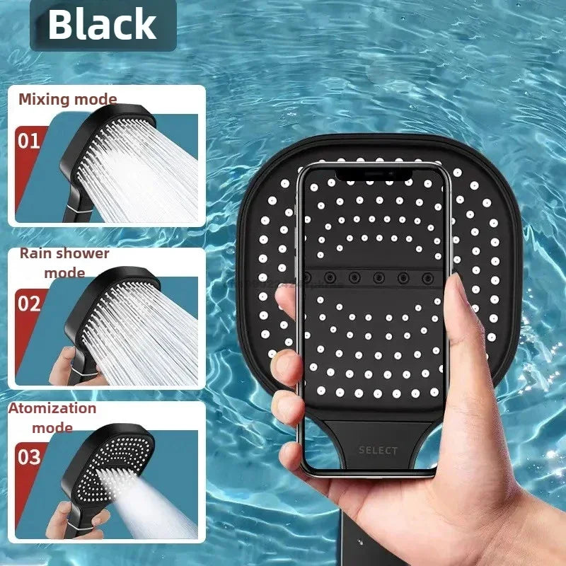 3-Modes High Pressure Shower Head Water Saving Shower Heads Adjustable Water Massage Sprayer Home Bathroom Accessories Oasis Select Black Shower