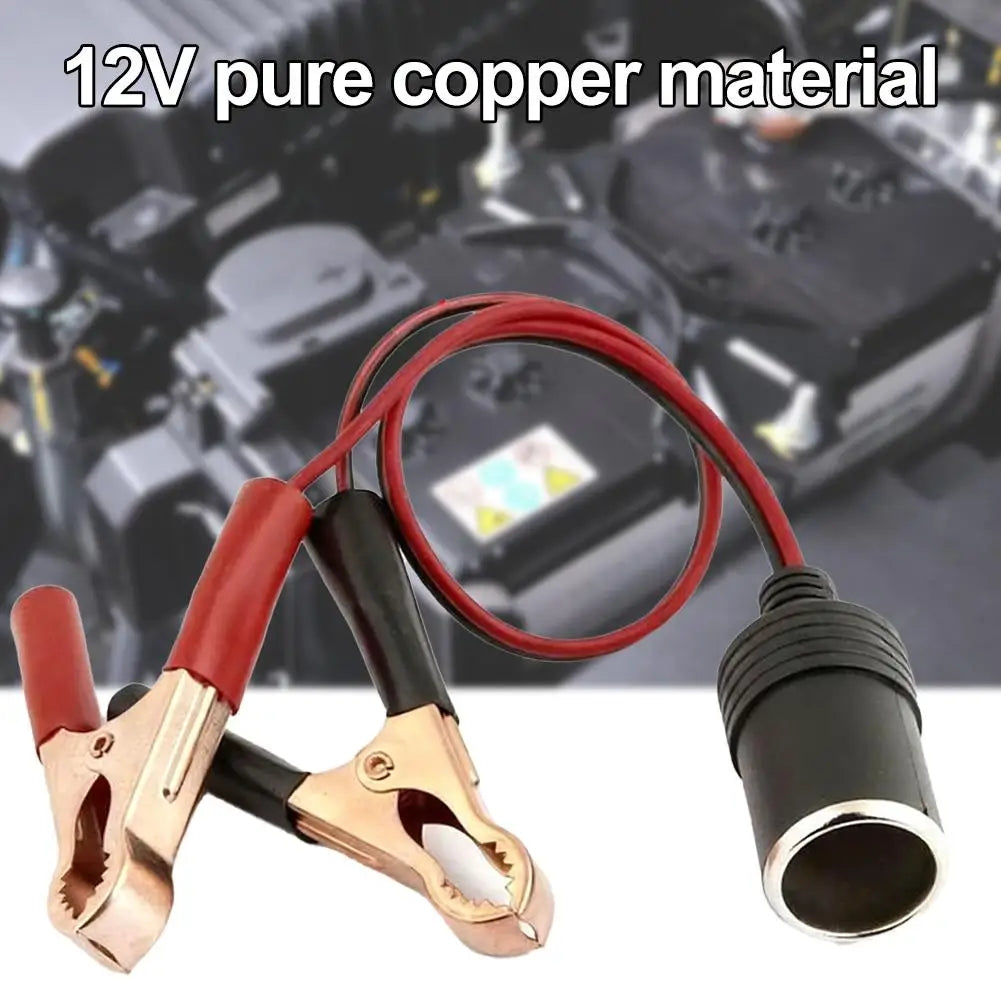 12V Battery Clip to Cigarette Lighter Socket Adapter | Pure Copper Car Power Adapter Oasis Select