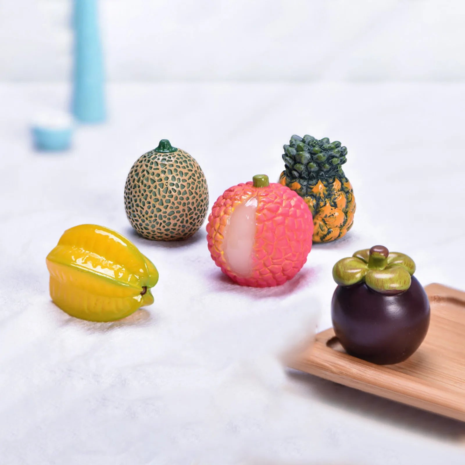 Miniature Resin Fruit Figurines – Litchi & Strawberry Desk Decor Miniature Figurine Oasis Select